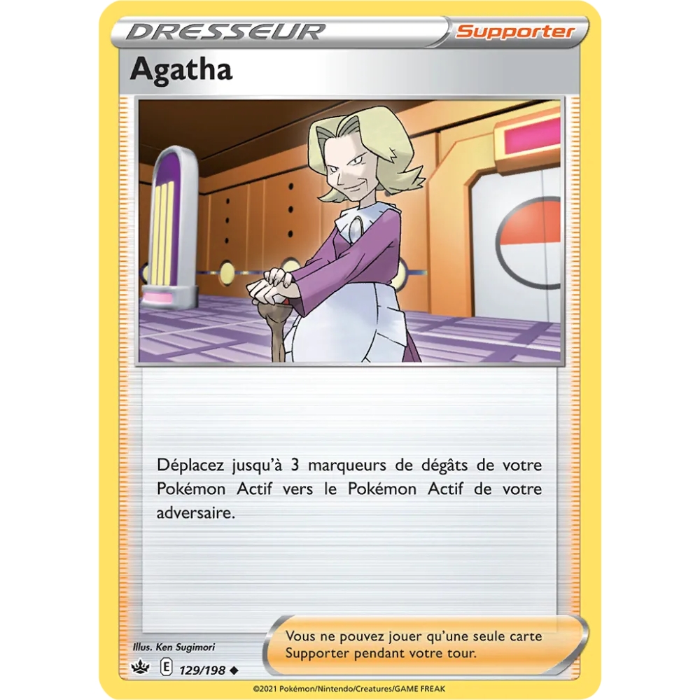 Agatha 129/198 : Joyau Peu commune (Brillante) de l'extension Pokémon Épée et Bouclier Règne de Glace