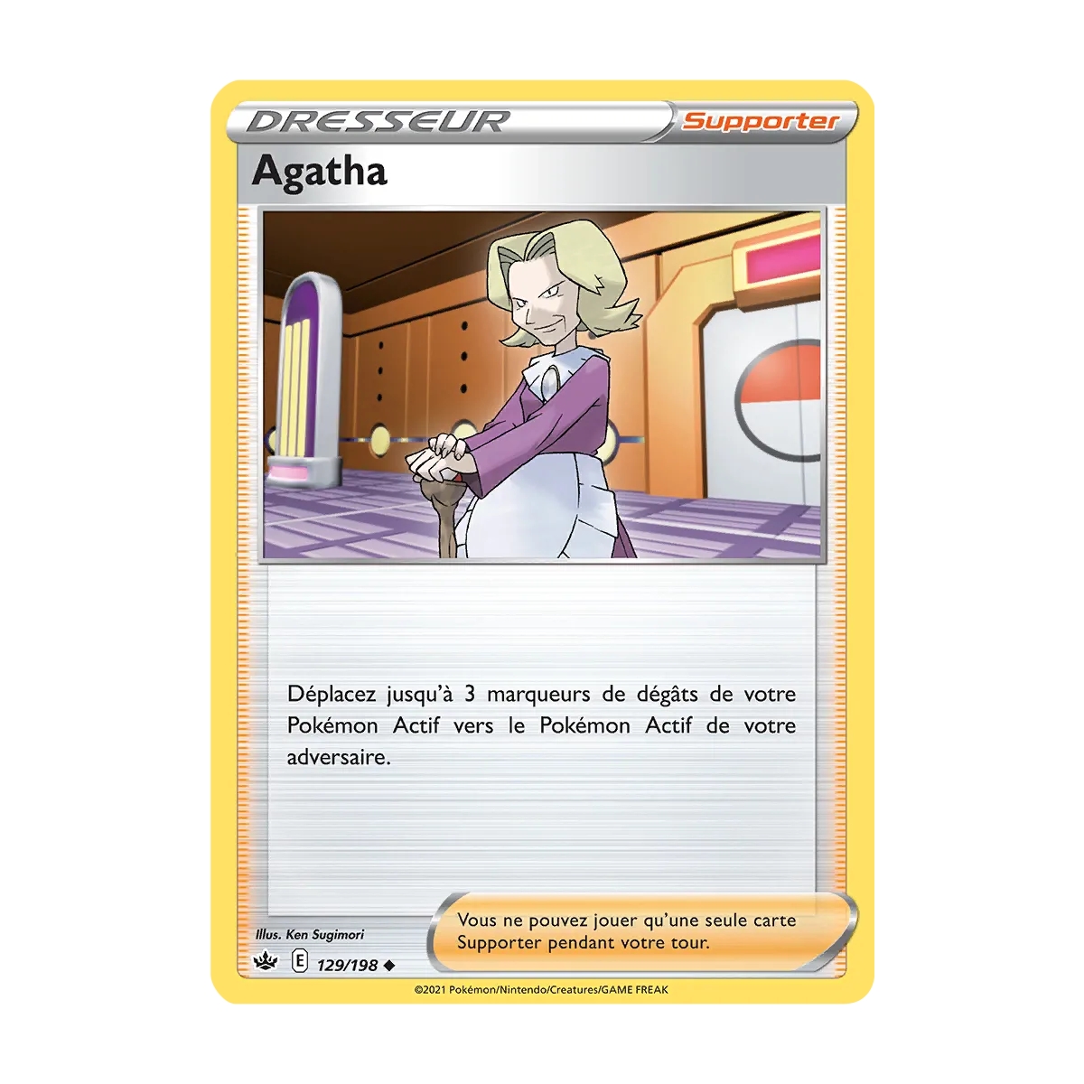 Agatha 129/198 : Joyau Peu commune (Brillante) de l'extension Pokémon Épée et Bouclier Règne de Glace