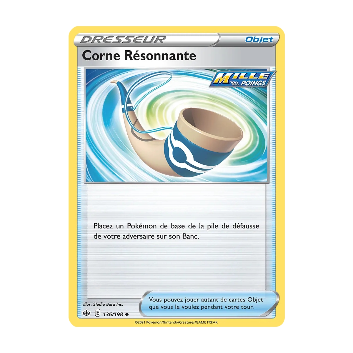 Carte Corne Résonnante - Peu commune (Brillante) de Pokémon Épée et Bouclier Règne de Glace 136/198