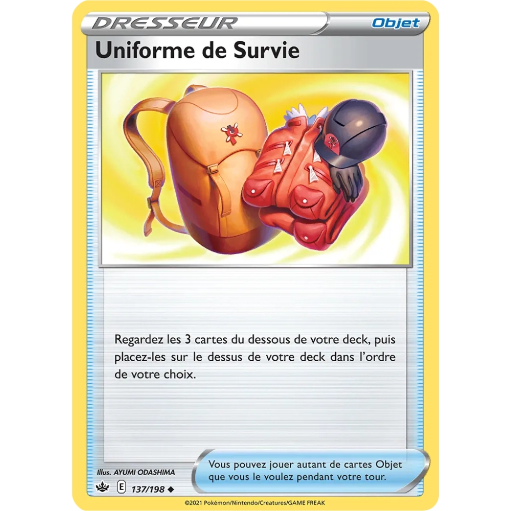 Uniforme de Survie 137/198 : Joyau Peu commune (Brillante) de l'extension Pokémon Épée et Bouclier Règne de Glace