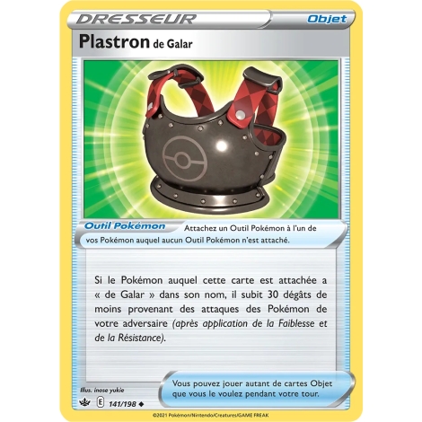 Plastron de Galar 141/198 : Joyau Peu commune (Brillante) de l'extension Pokémon Épée et Bouclier Règne de Glace