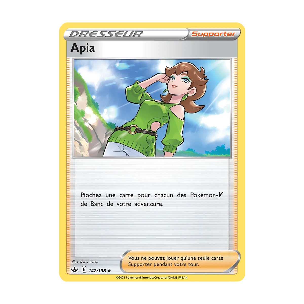 Apia 142/198 : Joyau Peu commune (Brillante) de l'extension Pokémon Épée et Bouclier Règne de Glace