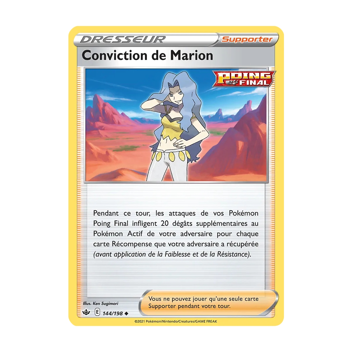 Conviction de Marion 144/198 : Joyau Peu commune (Brillante) de l'extension Pokémon Épée et Bouclier Règne de Glace