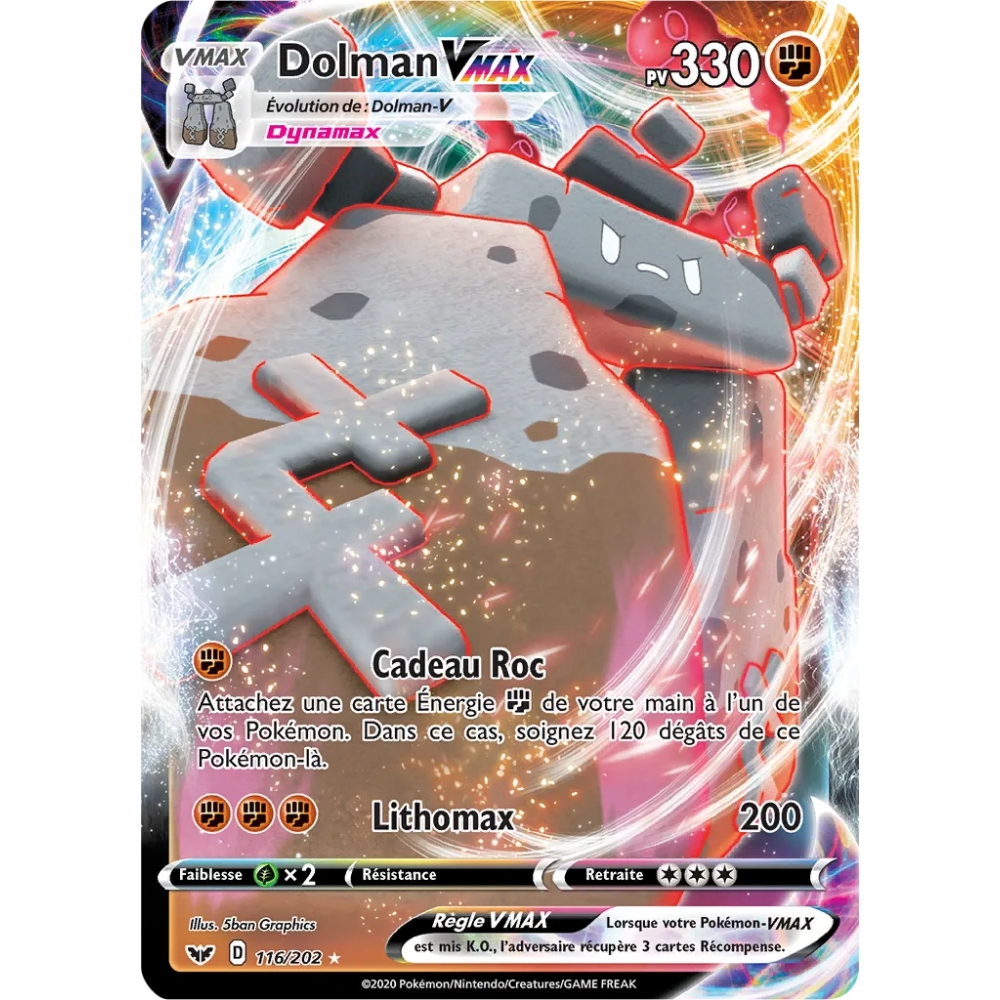 Carte Dolman - Holographique rare VMAX de Pokémon Épée et Bouclier 116/202