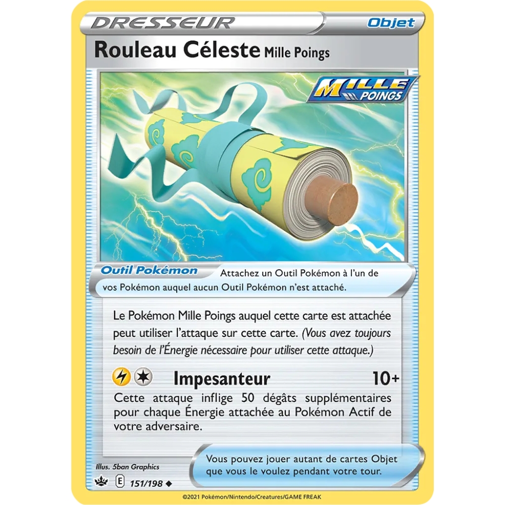Rouleau Céleste Mille Poings 151/198 : Joyau Peu commune (Brillante) de l'extension Pokémon Épée et Bouclier Règne de Glace