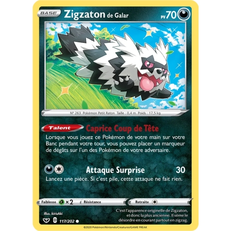 Zigzaton de Galar 117/202 : Joyau Commune (Brillante) de l'extension Pokémon Épée et Bouclier