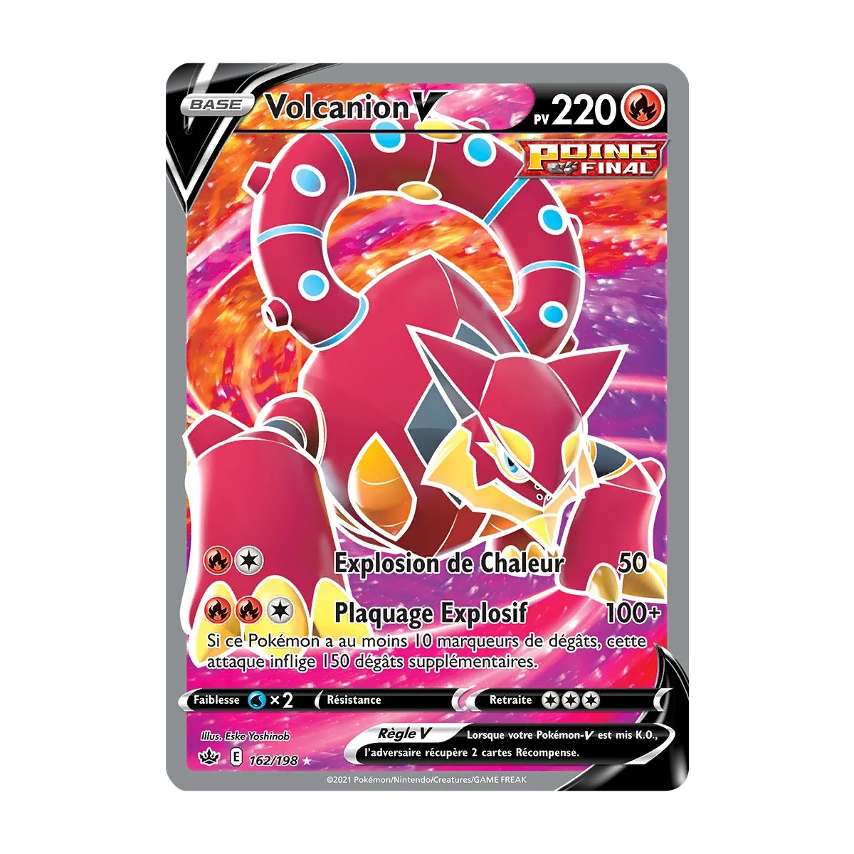 Découvrez Volcanion, carte Ultra rare de la série Épée et Bouclier Règne de Glace