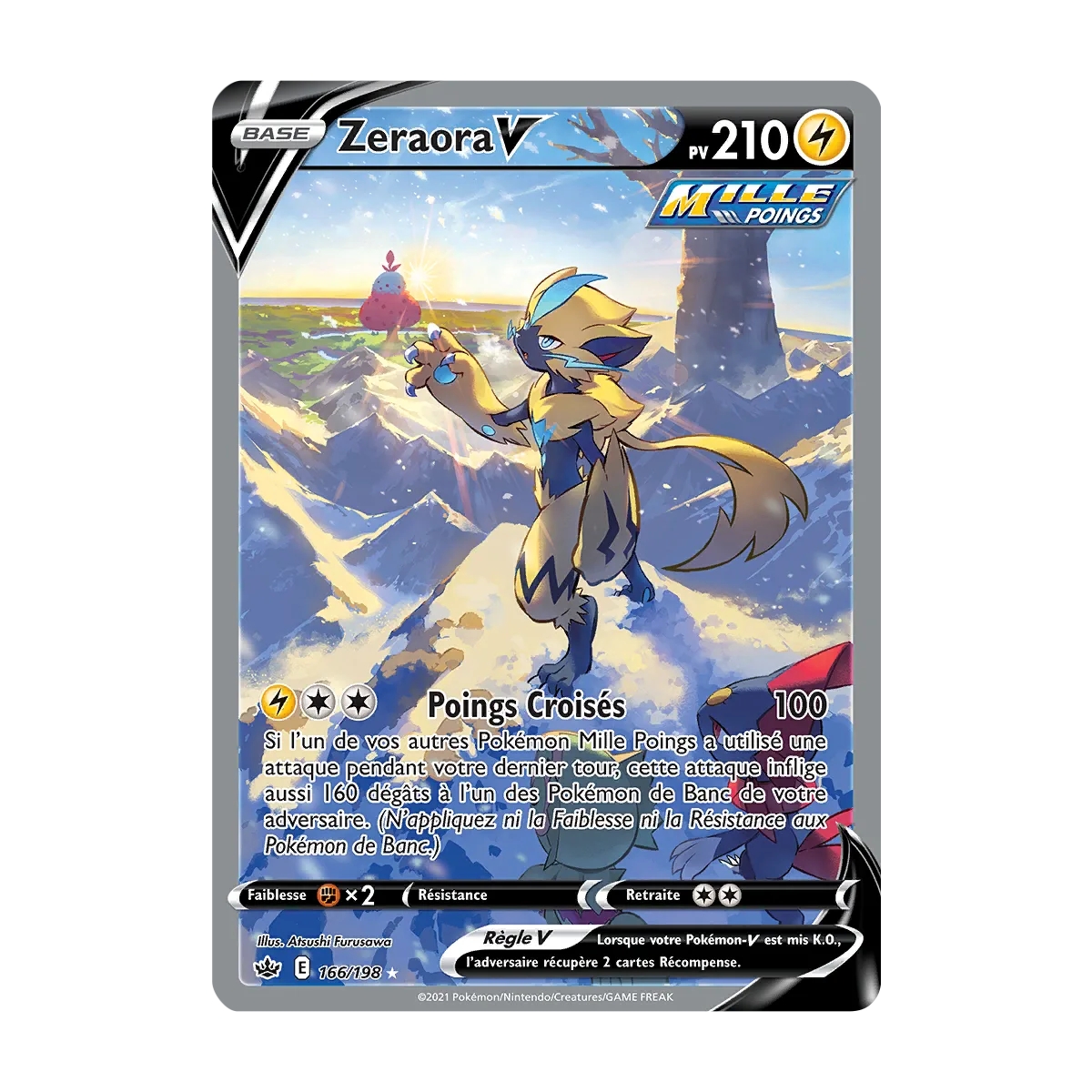 Zeraora 166/198 : Joyau Ultra rare de l'extension Pokémon Épée et Bouclier Règne de Glace