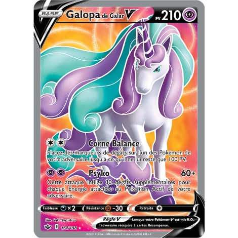 Galopa de Galar 167/198 : Joyau Ultra rare de l'extension Pokémon Épée et Bouclier Règne de Glace