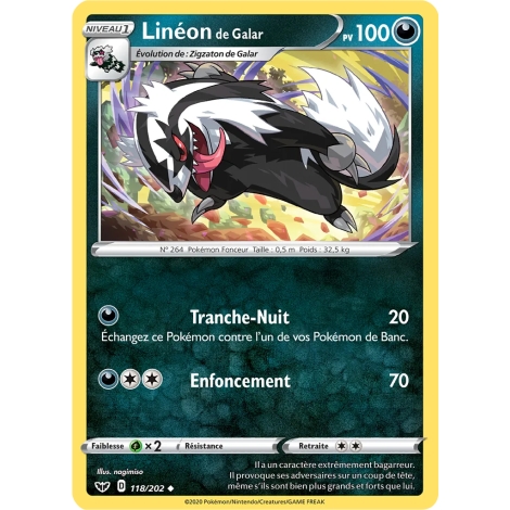 Linéon de Galar 118/202 : Joyau Peu commune (Brillante) de l'extension Pokémon Épée et Bouclier