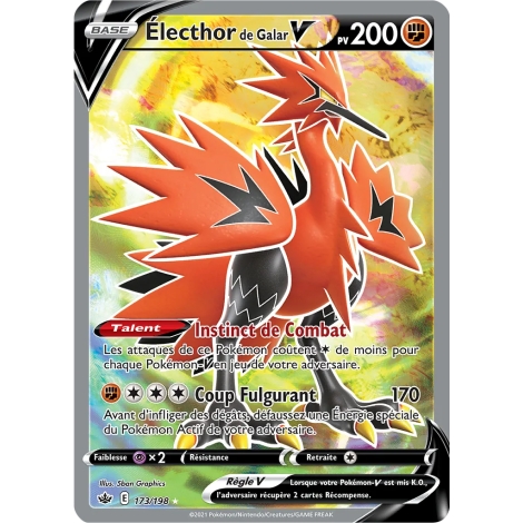 Carte Électhor de Galar - Ultra rare de Pokémon Épée et Bouclier Règne de Glace 173/198