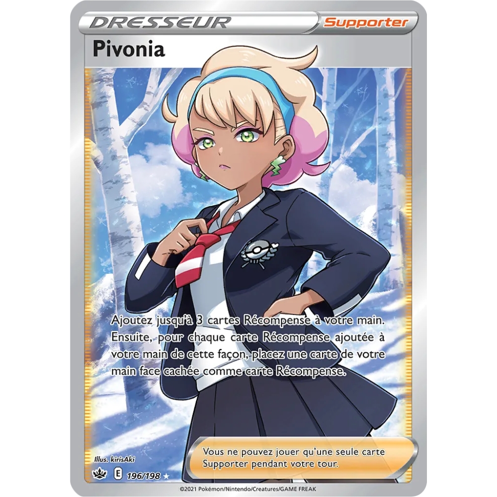 Pivonia 196/198 : Joyau Ultra rare de l'extension Pokémon Épée et Bouclier Règne de Glace