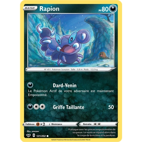 Carte Rapion - Commune (Brillante) de Pokémon Épée et Bouclier 121/202