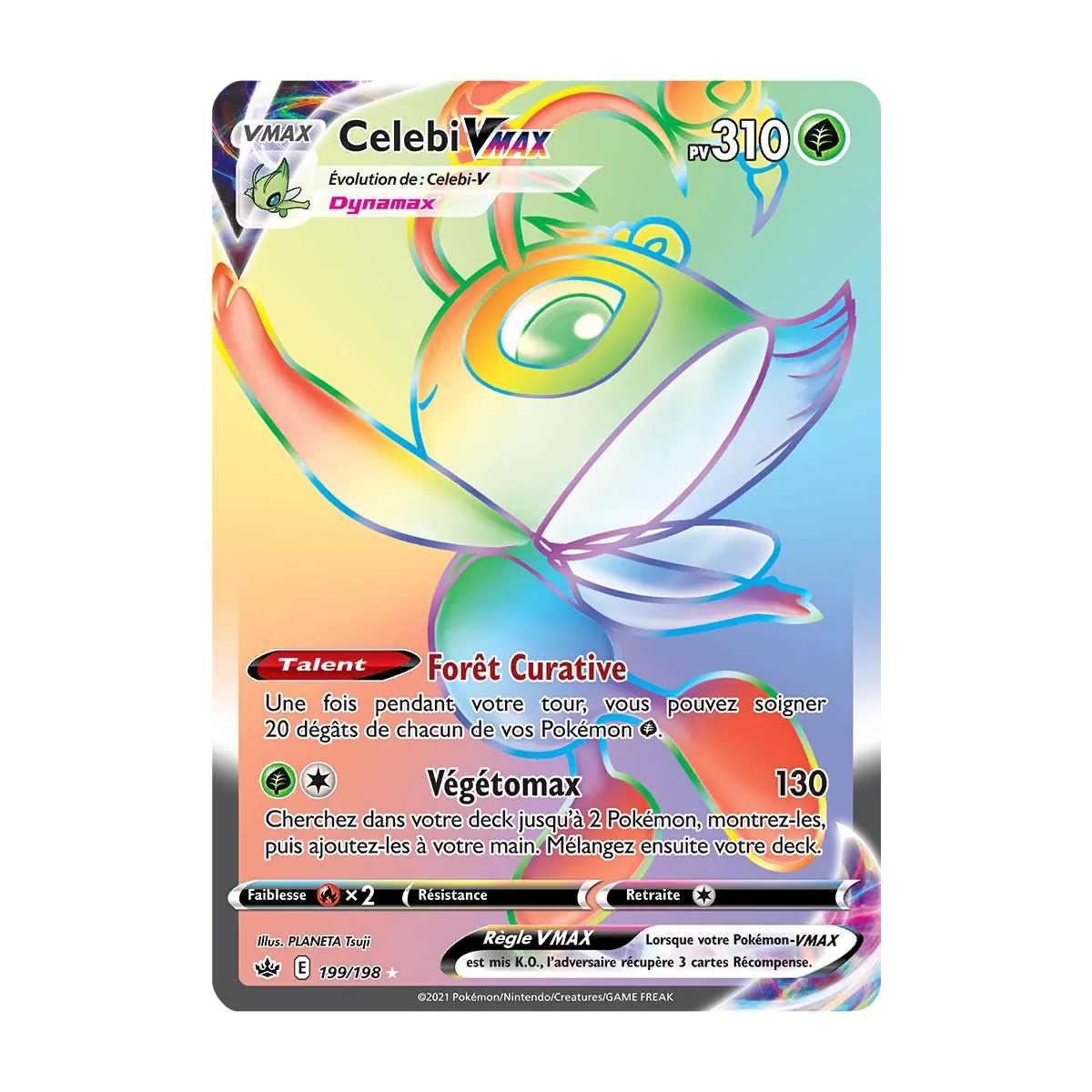 Celebi 199/198 : Joyau Arc-en-ciel rare de l'extension Pokémon Épée et Bouclier Règne de Glace