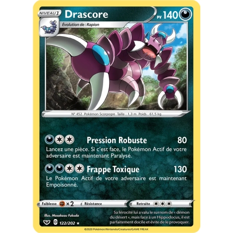 Carte Drascore - Rare (Brillante) de Pokémon Épée et Bouclier 122/202