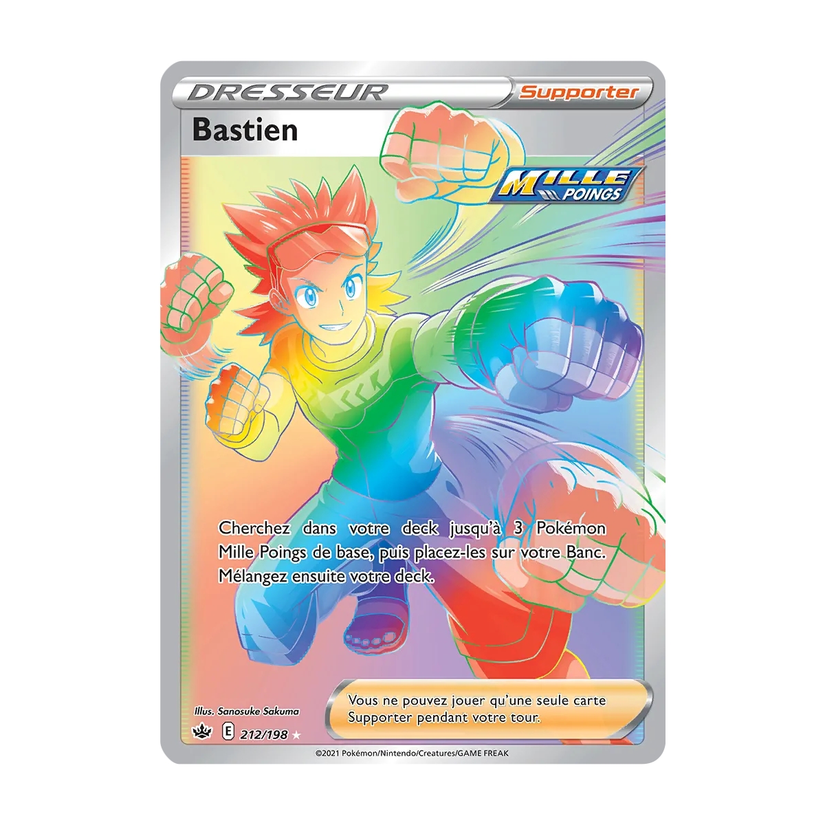 Carte Bastien - Arc-en-ciel rare de Pokémon Épée et Bouclier Règne de Glace 212/198