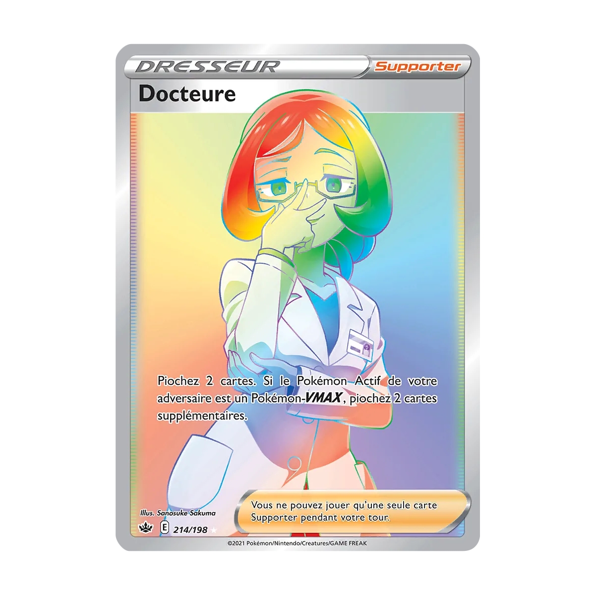 Docteure 214/198 : Joyau Arc-en-ciel rare de l'extension Pokémon Épée et Bouclier Règne de Glace