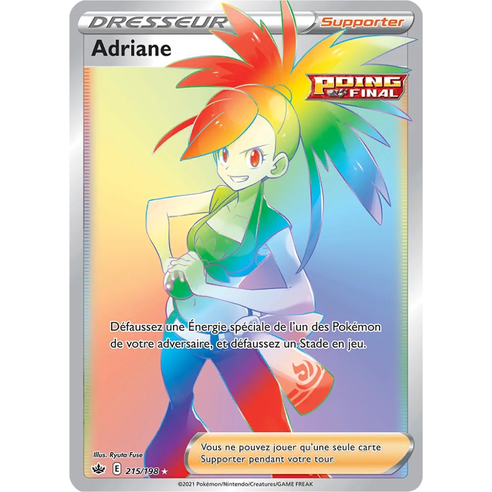 Adriane 215/198 : Joyau Arc-en-ciel rare de l'extension Pokémon Épée et Bouclier Règne de Glace