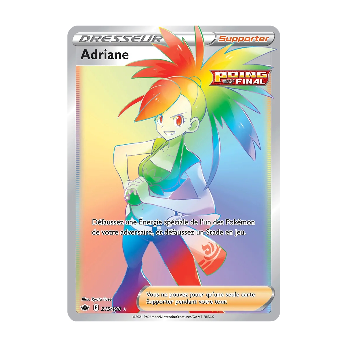 Adriane 215/198 : Joyau Arc-en-ciel rare de l'extension Pokémon Épée et Bouclier Règne de Glace