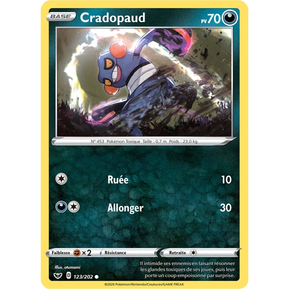 Cradopaud 123/202 : Joyau Commune (Brillante) de l'extension Pokémon Épée et Bouclier