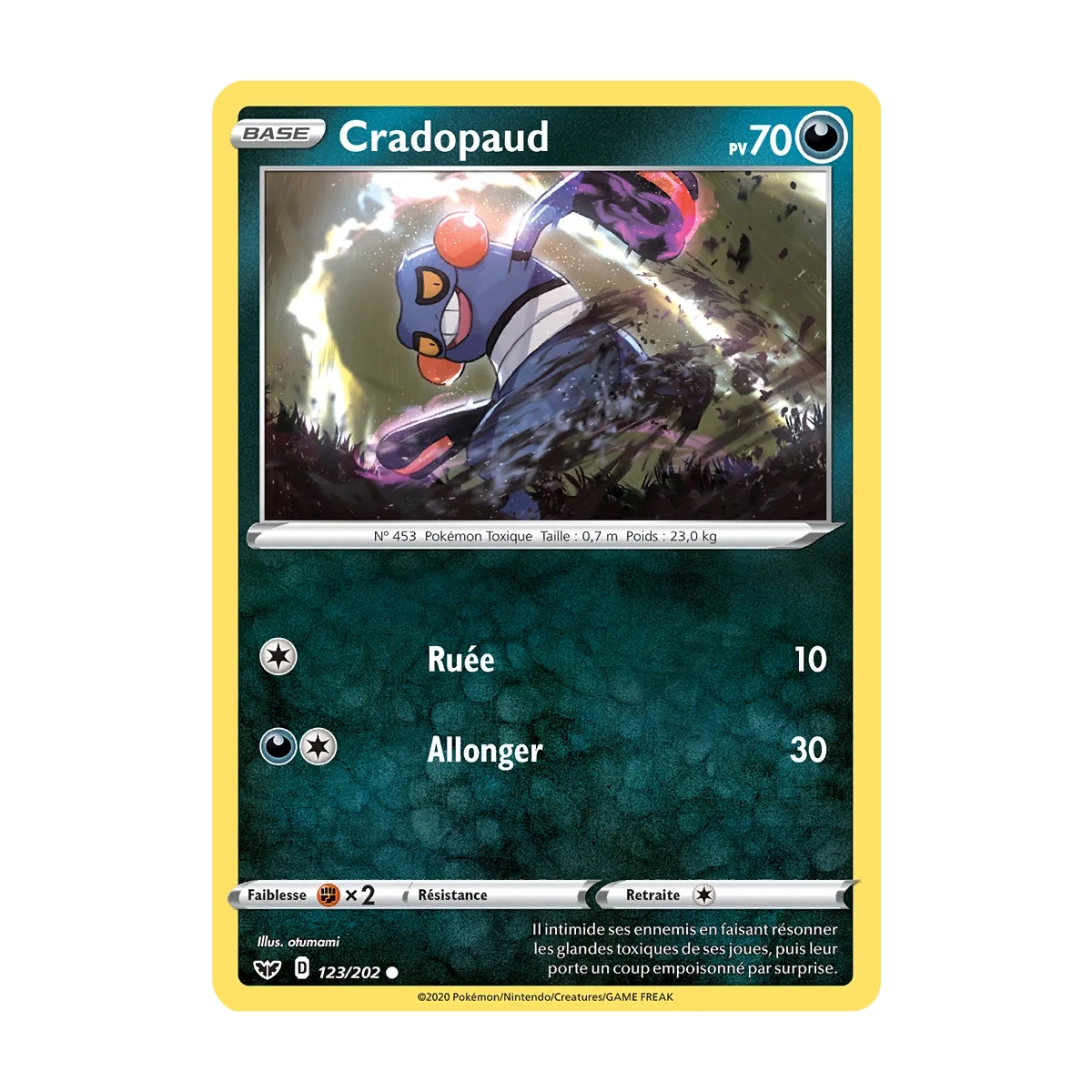 Cradopaud 123/202 : Joyau Commune (Brillante) de l'extension Pokémon Épée et Bouclier