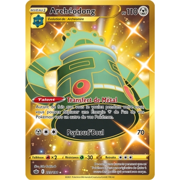 Carte Archéodong - Secrète rare de Pokémon Épée et Bouclier Règne de Glace 223/198