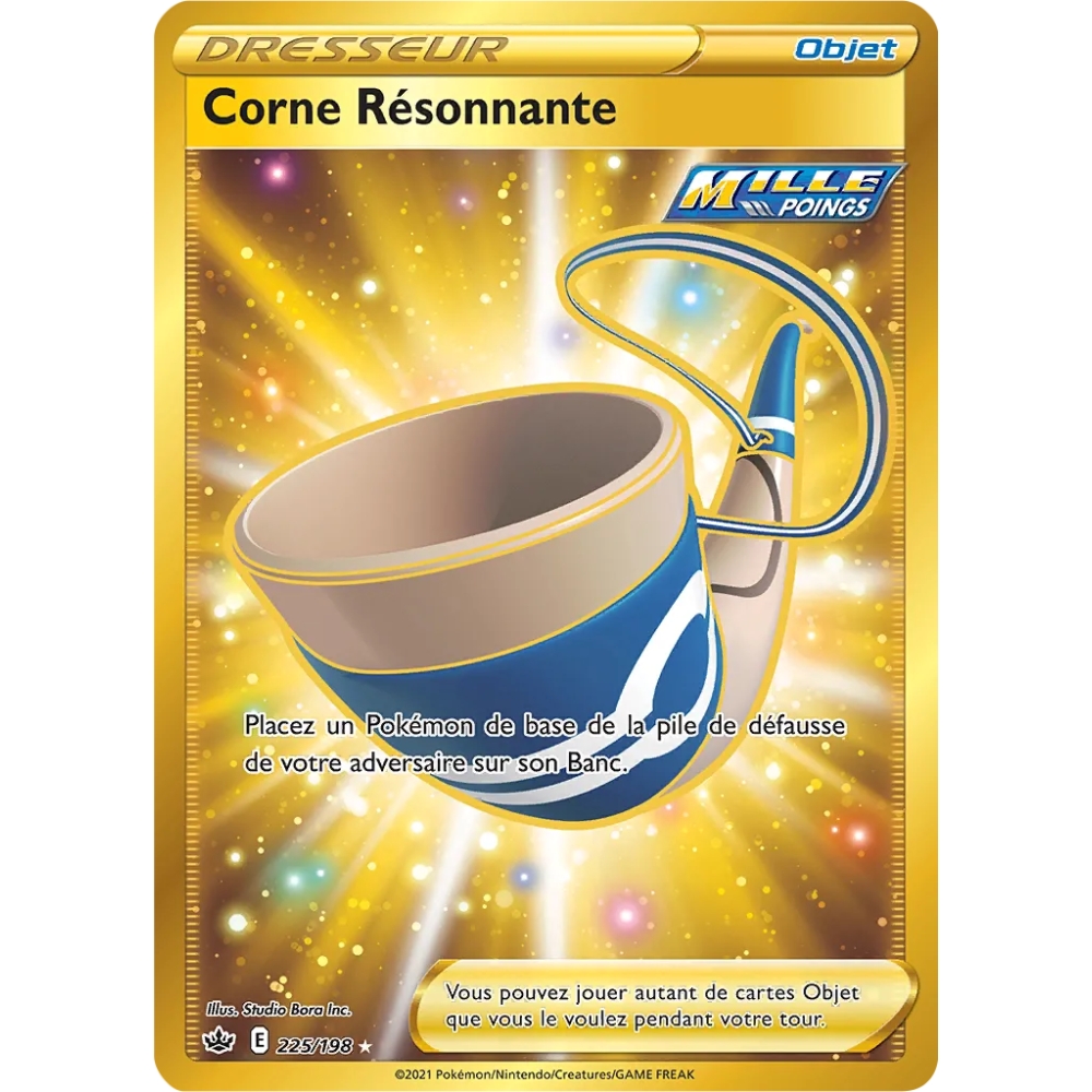 Carte Corne Résonnante - Secrète rare de Pokémon Épée et Bouclier Règne de Glace 225/198