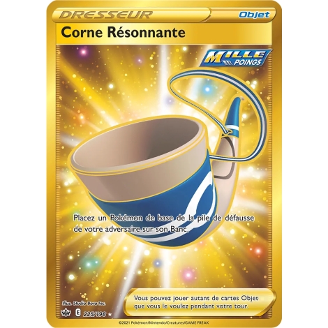 Carte Corne Résonnante - Secrète rare de Pokémon Épée et Bouclier Règne de Glace 225/198