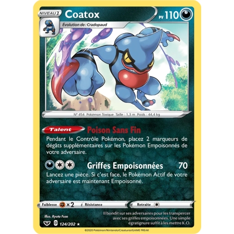 Coatox 124/202 : Joyau Holographique rare de l'extension Pokémon Épée et Bouclier