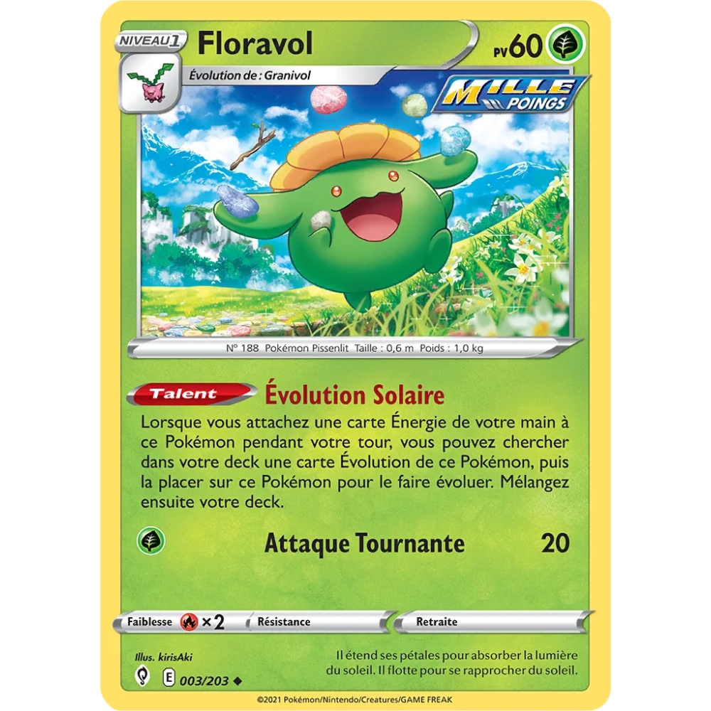 Carte Floravol - Peu commune (Brillante) de Pokémon Épée et Bouclier Évolution Céleste 003/203