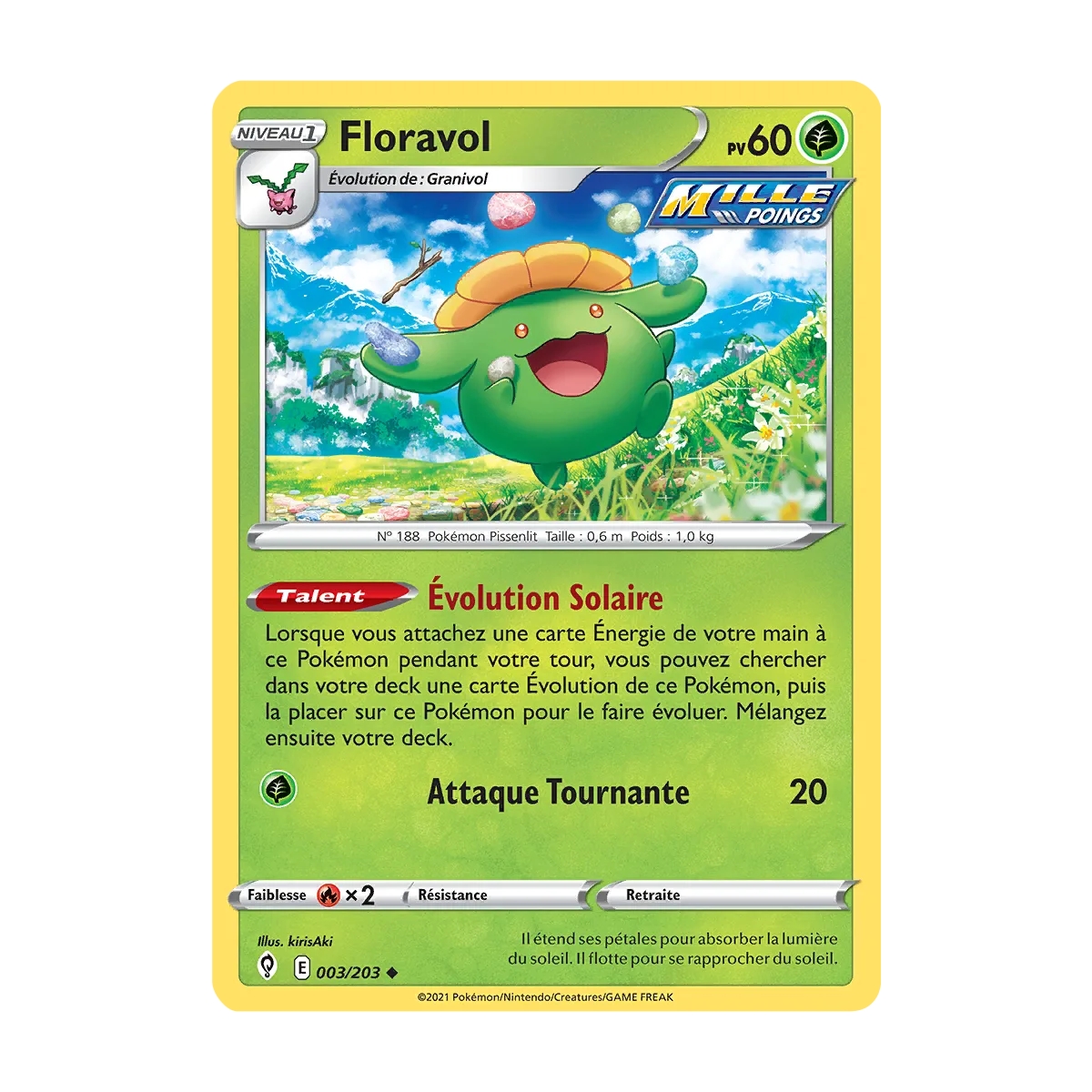 Carte Floravol - Peu commune (Brillante) de Pokémon Épée et Bouclier Évolution Céleste 003/203