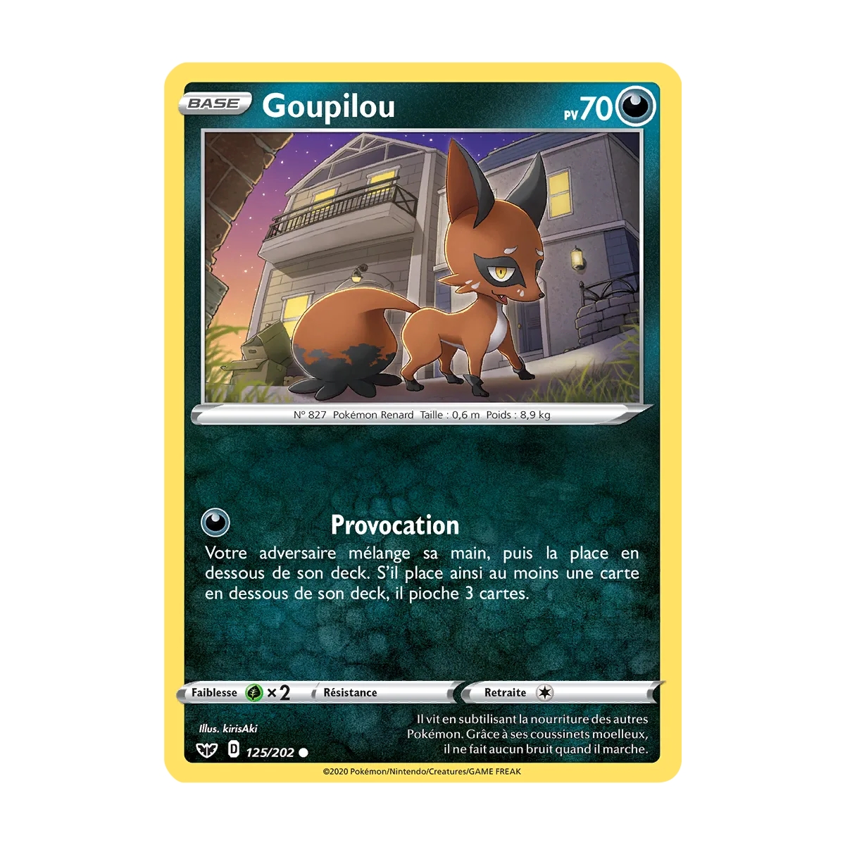 Carte Goupilou - Commune (Brillante) de Pokémon Épée et Bouclier 125/202