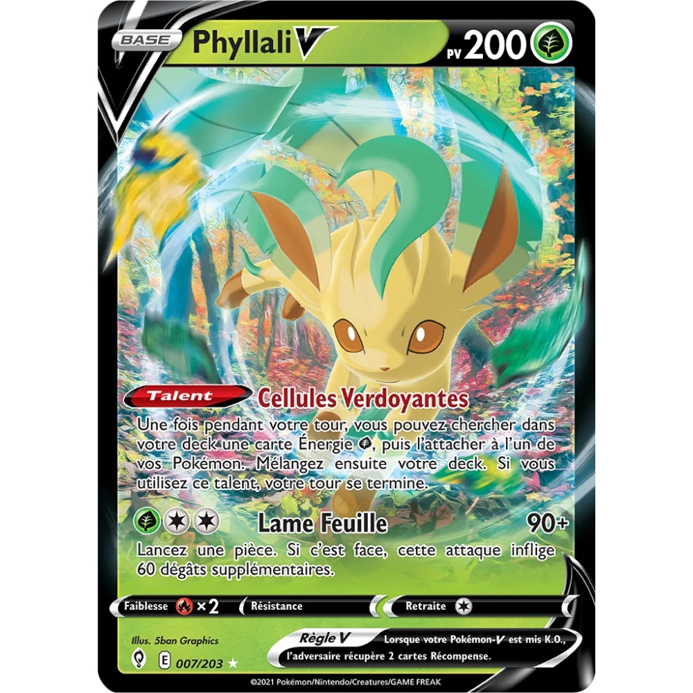 Phyllali 007/203 : Joyau Holographique rare V de l'extension Pokémon Épée et Bouclier Évolution Céleste