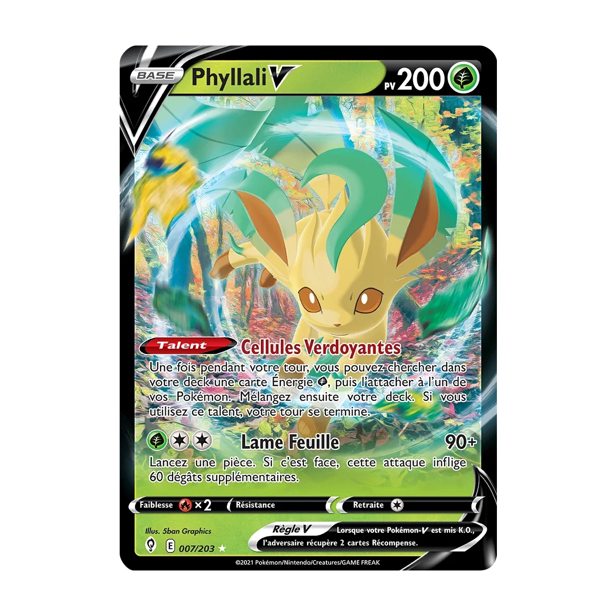 Phyllali 007/203 : Joyau Holographique rare V de l'extension Pokémon Épée et Bouclier Évolution Céleste