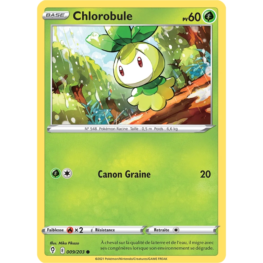 Chlorobule 009/203 : Joyau Commune (Brillante) de l'extension Pokémon Épée et Bouclier Évolution Céleste