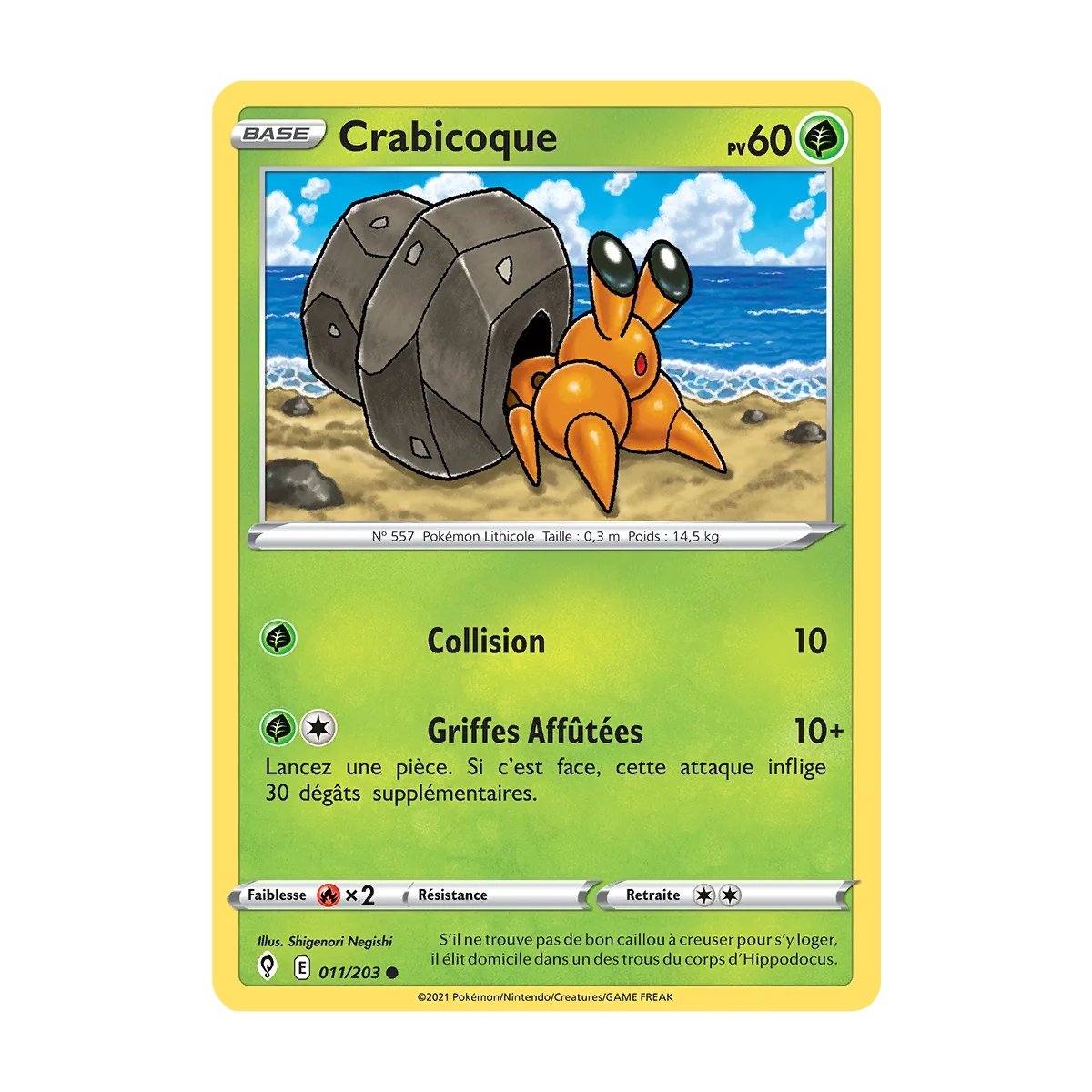 Carte Crabicoque - Commune (Brillante) de Pokémon Épée et Bouclier Évolution Céleste 011/203