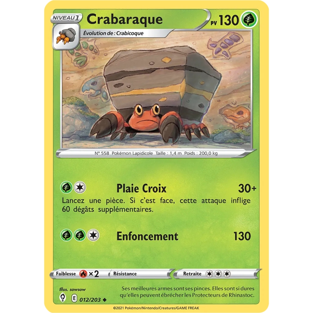 Crabaraque 012/203 Pokémon Épée et Bouclier Évolution Céleste