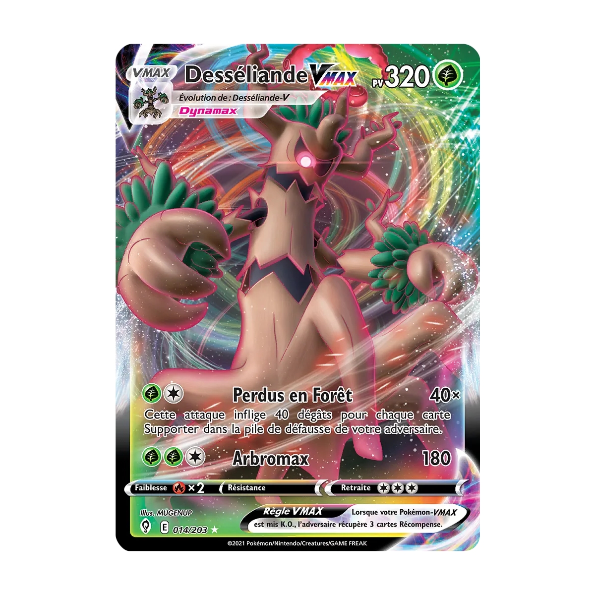 Carte Desséliande - Holographique rare VMAX de Pokémon Épée et Bouclier Évolution Céleste 014/203