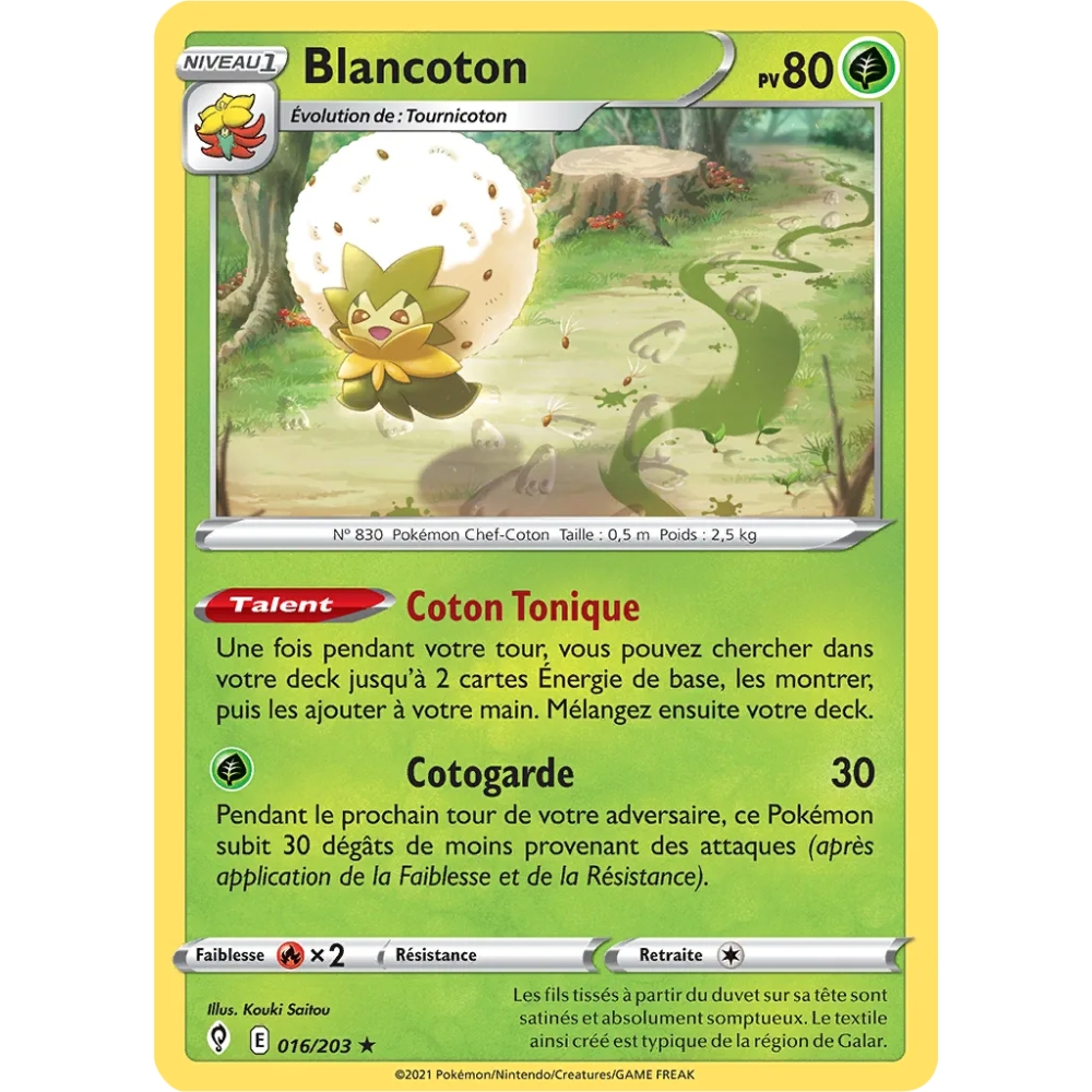 Carte Blancoton Pokémon Épée et Bouclier Évolution Céleste 016/203