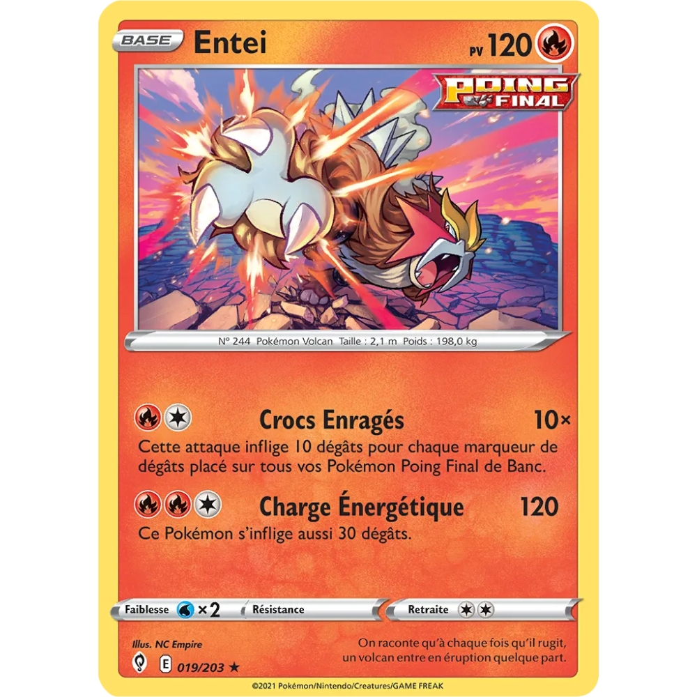 Carte Entei Pokémon Épée et Bouclier Évolution Céleste 019/203