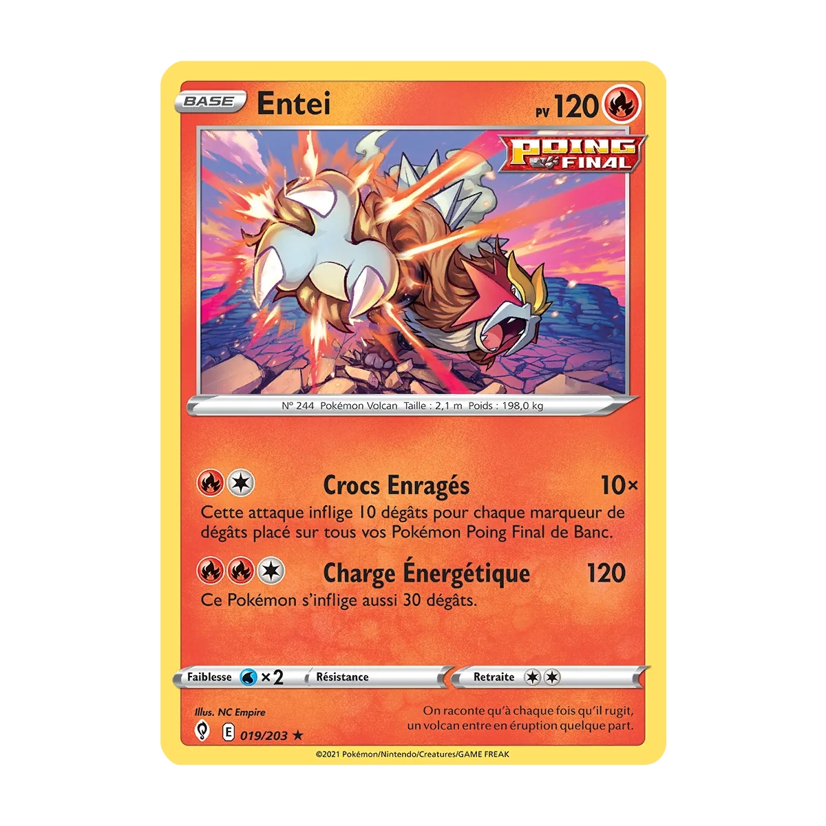 Carte Entei Pokémon Épée et Bouclier Évolution Céleste 019/203