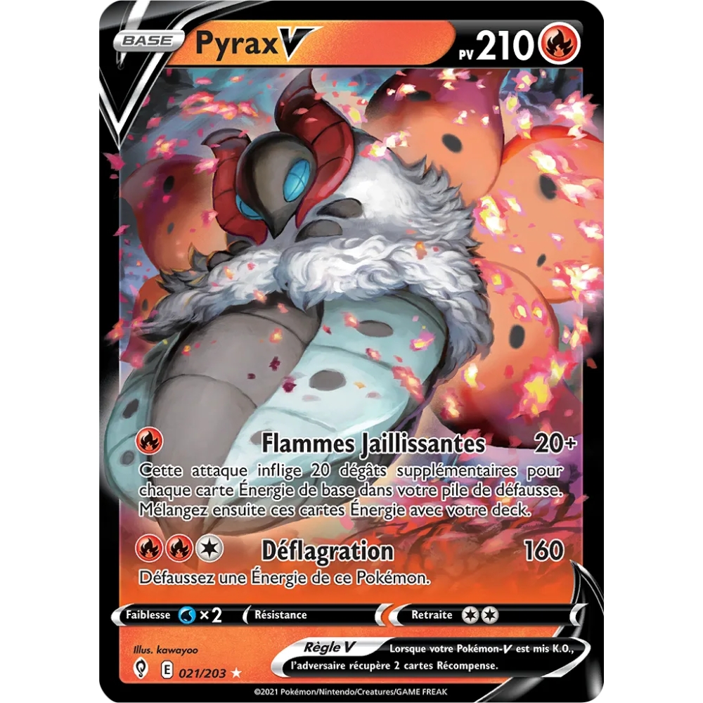 Carte Pyrax - Holographique rare V de Pokémon Épée et Bouclier Évolution Céleste 021/203