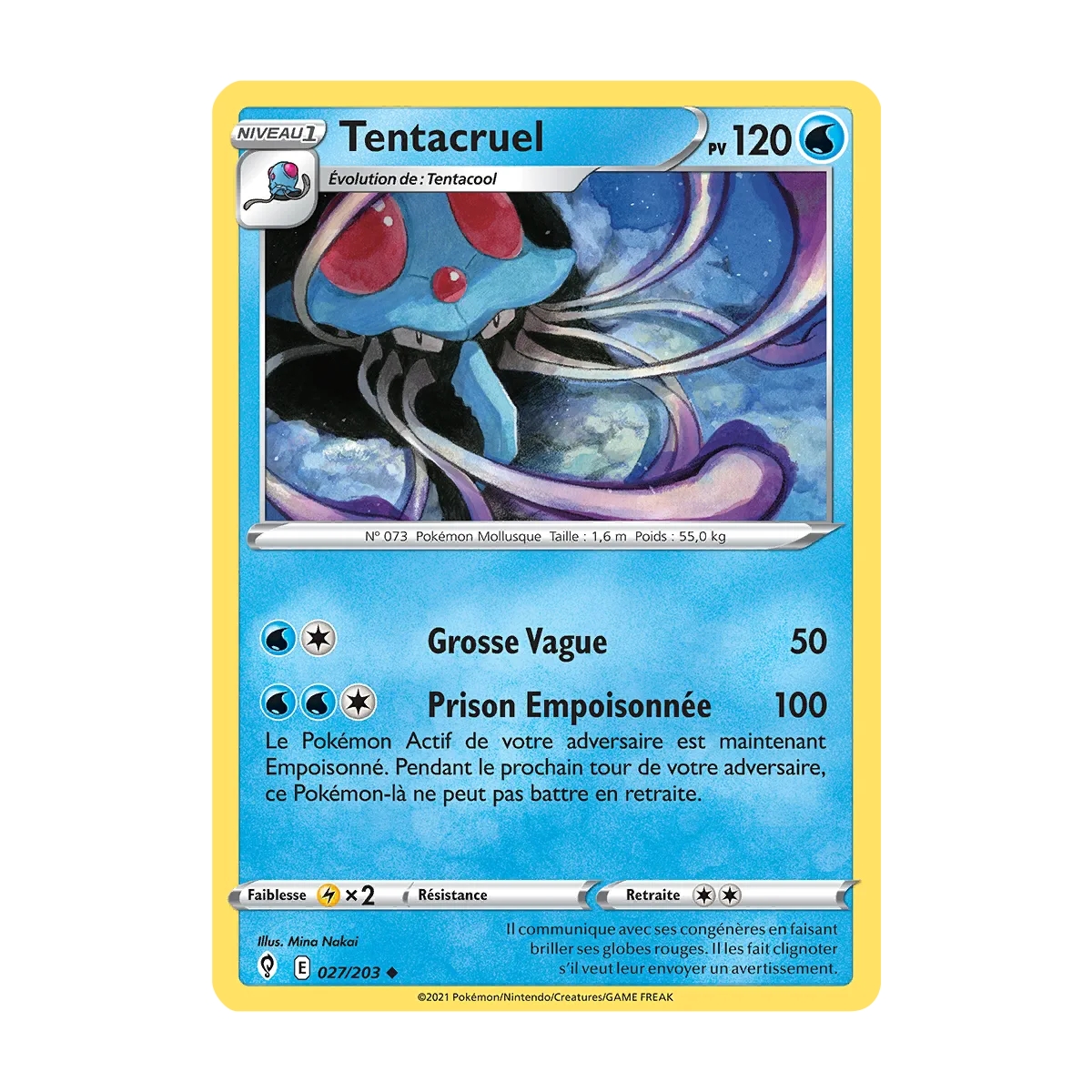 Tentacruel 027/203 : Joyau Peu commune (Brillante) de l'extension Pokémon Épée et Bouclier Évolution Céleste