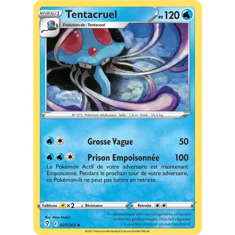 Tentacruel 027/203 : Joyau Peu commune (Brillante) de l'extension Pokémon Épée et Bouclier Évolution Céleste