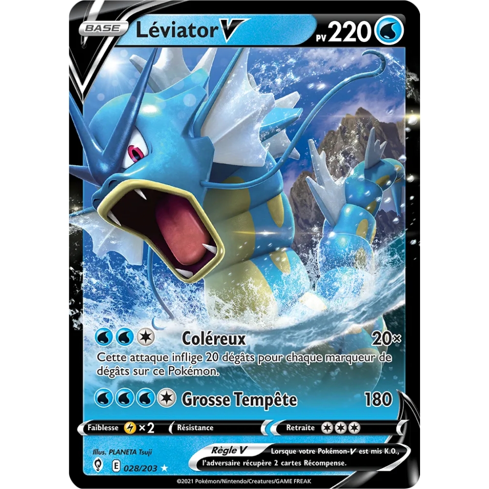 Léviator 028/203 : Joyau Holographique rare V de l'extension Pokémon Épée et Bouclier Évolution Céleste