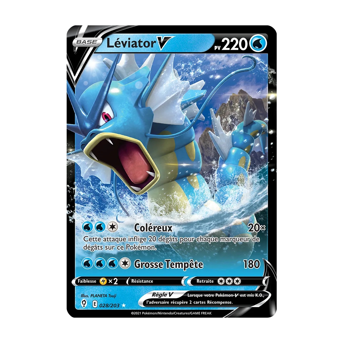 Léviator 028/203 : Joyau Holographique rare V de l'extension Pokémon Épée et Bouclier Évolution Céleste