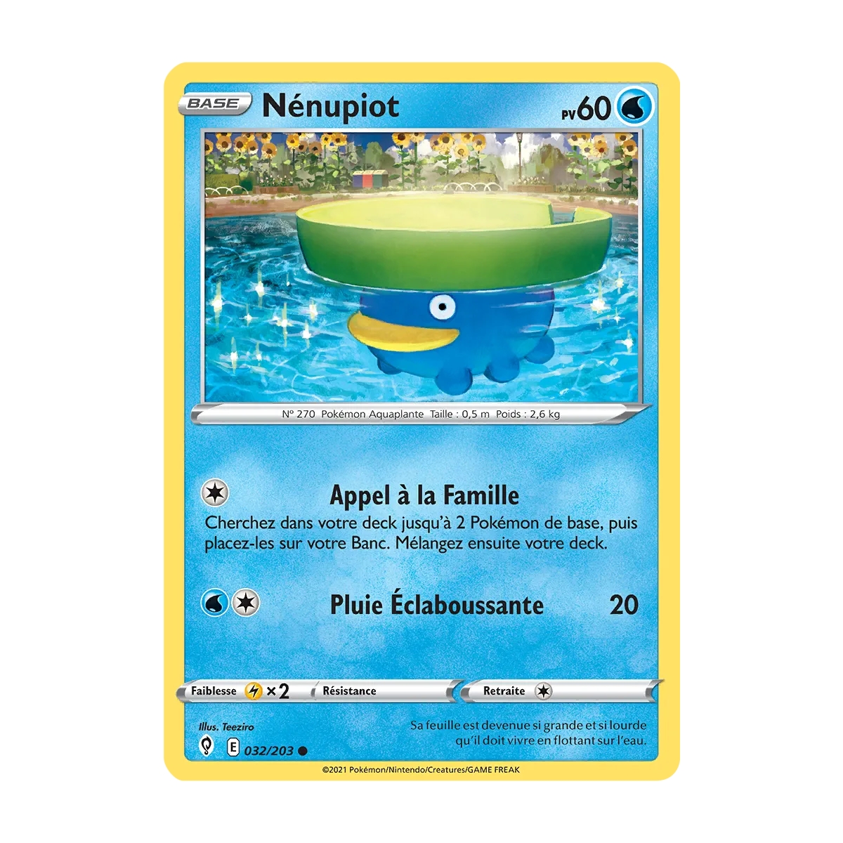 Carte Nénupiot - Commune (Brillante) de Pokémon Épée et Bouclier Évolution Céleste 032/203