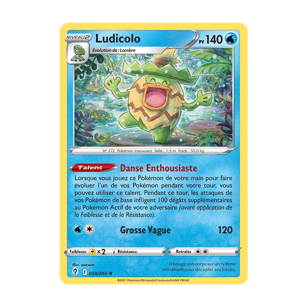 Ludicolo Pokémon Épée et Bouclier Évolution Céleste 034/203