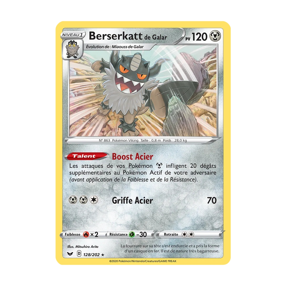 Découvrez Berserkatt de Galar, carte Holographique rare de la série Épée et Bouclier