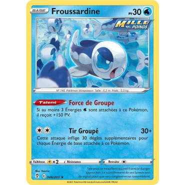 Froussardine 046/203 : Joyau Rare (Brillante) de l'extension Pokémon Épée et Bouclier Évolution Céleste